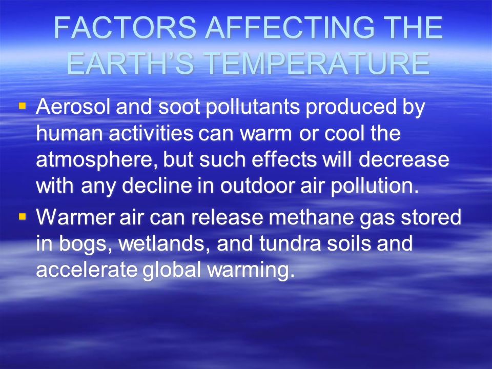 FACTORS AFFECTING THE EARTH’S TEMPERATURE