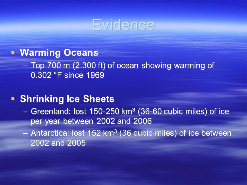 Evidence Warming Oceans Shrinking Ice Sheets