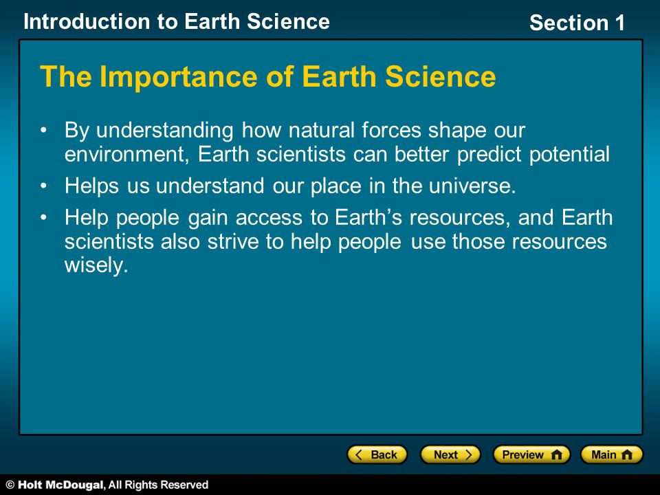 The Importance of Earth Science