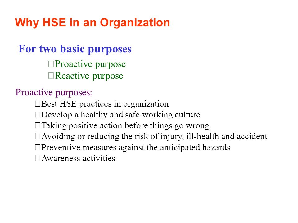 Why HSE in an Organization