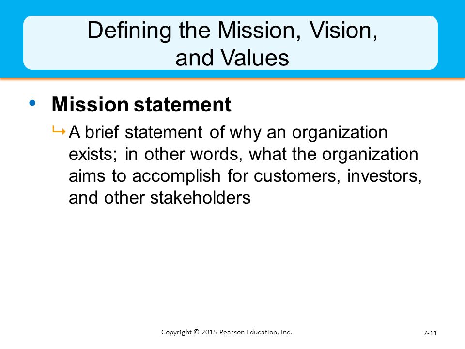 Defining the Mission, Vision, and Values