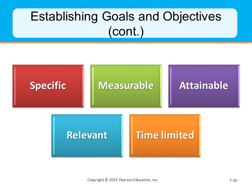 Establishing Goals and Objectives (cont.)