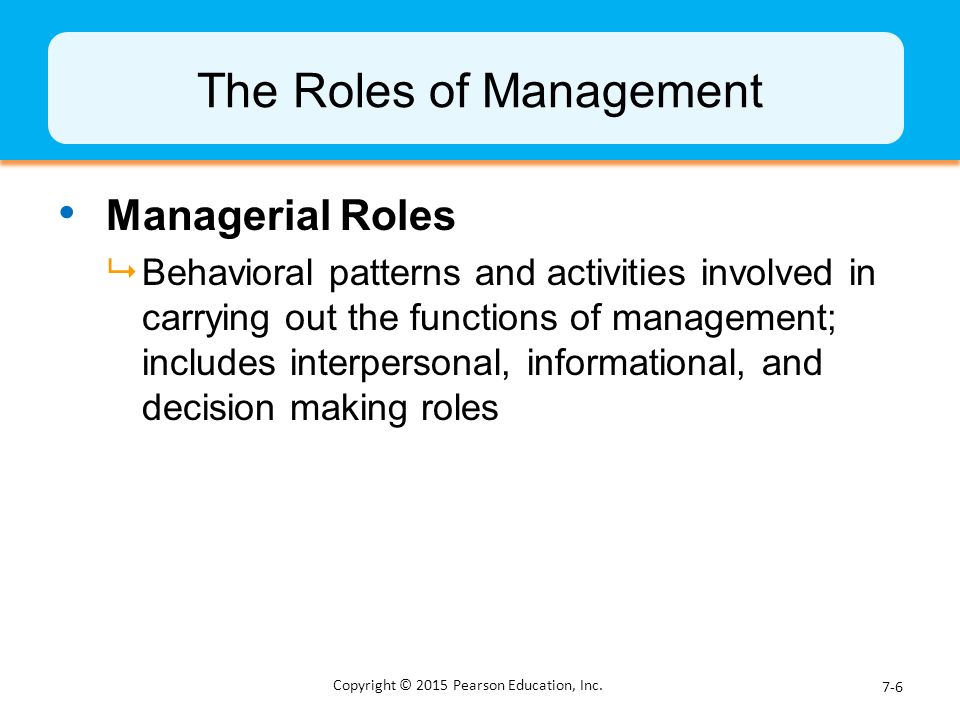 The Roles of Management