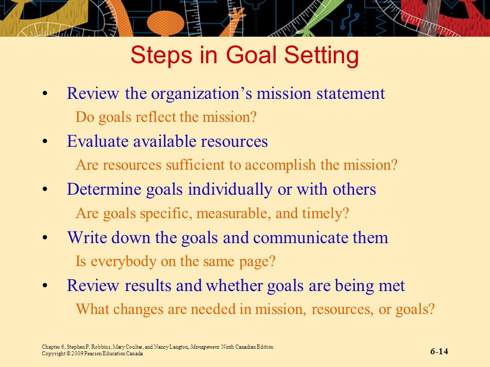 Approaches to Establishing Goals