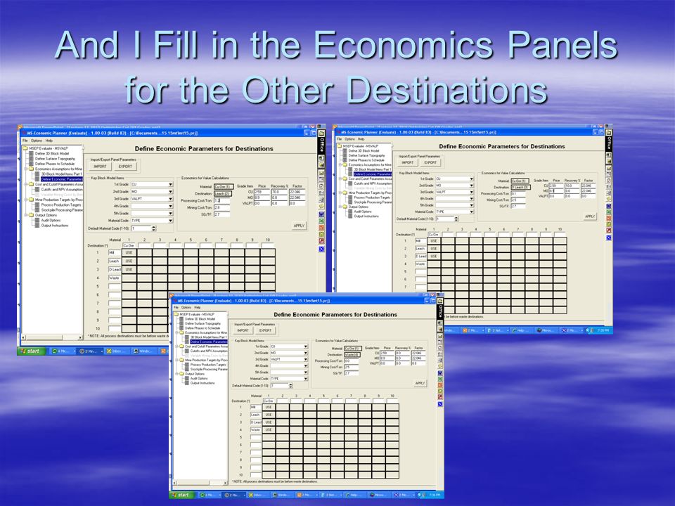 And I Fill in the Economics Panels for the Other Destinations