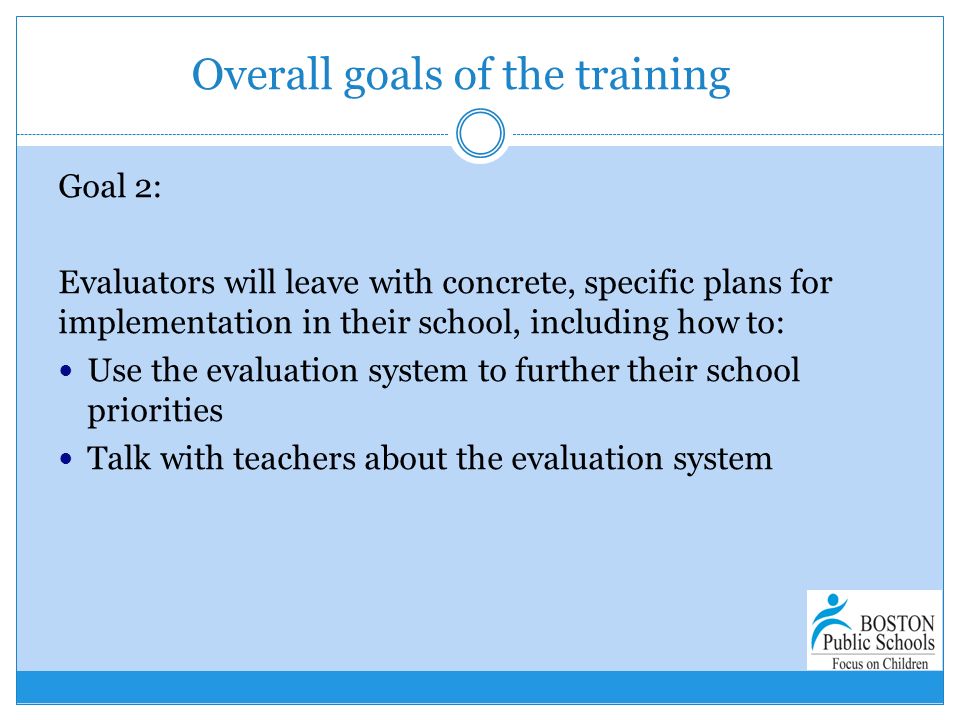 Overall goals of the training