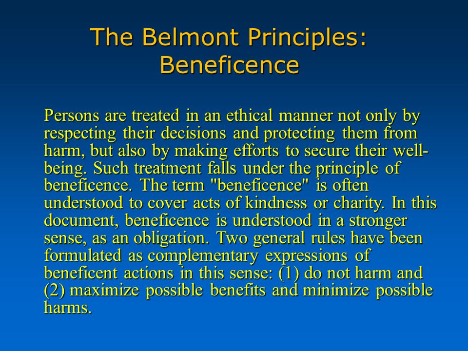 What Is The Belmont Principle Of Beneficence