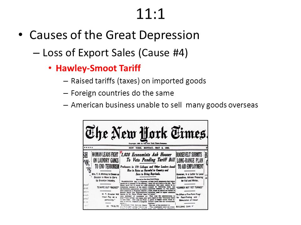 11:1 Causes of the Great Depression Loss of Export Sales (Cause #4)