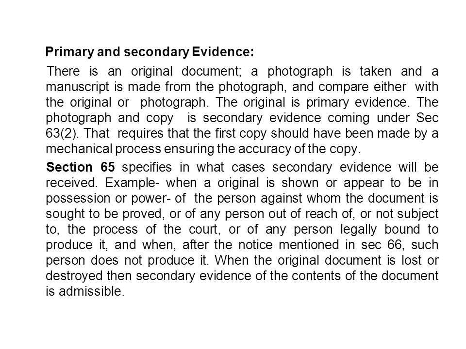 what is primary and secondary evidence