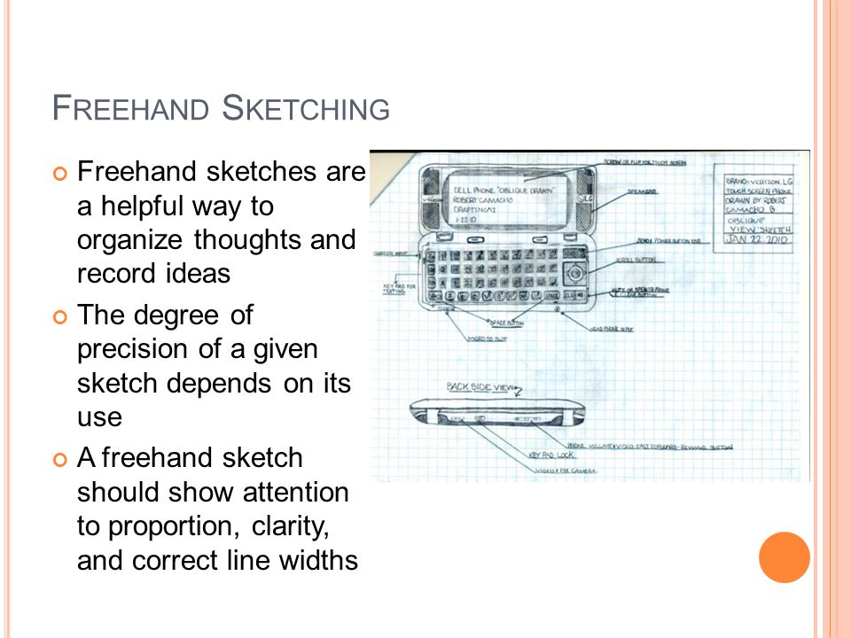 Freehand Sketching Freehand sketches are a helpful way to organize thoughts and record ideas.