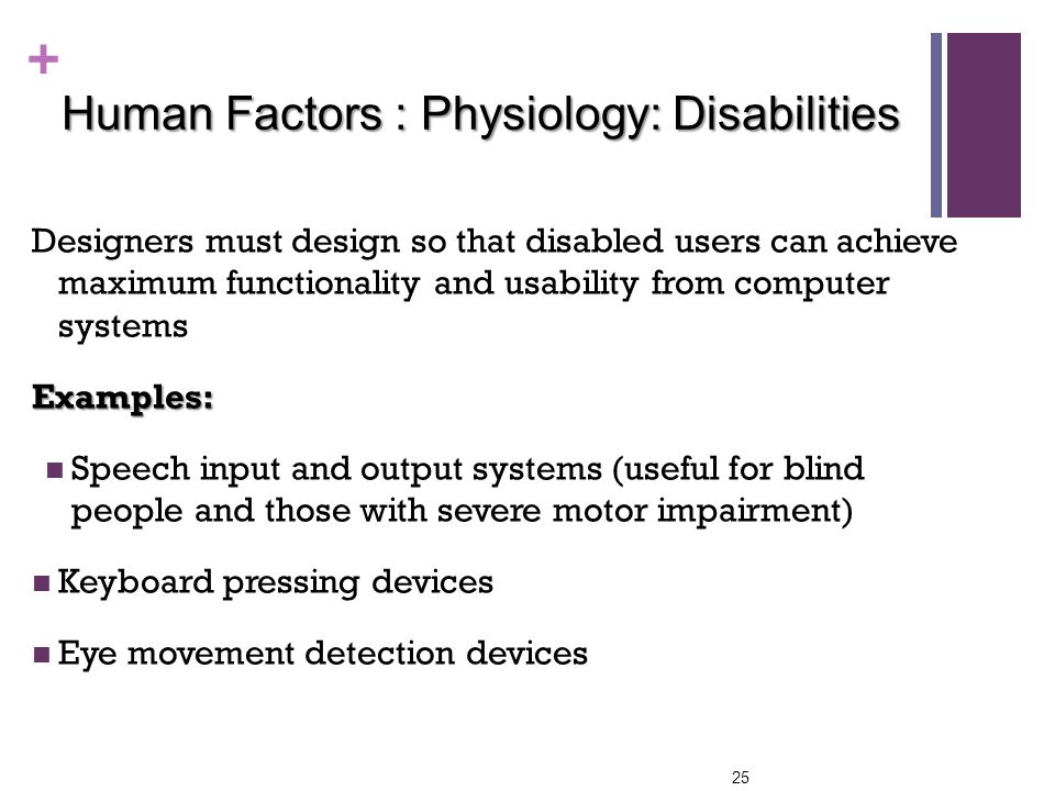 Human Factors : Physiology: Disabilities