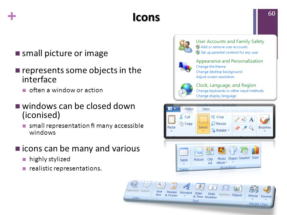 Icons small picture or image represents some objects in the interface