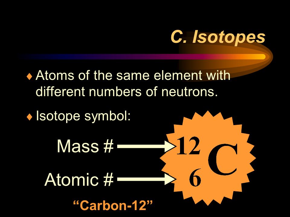 C. Isotopes Mass # Atomic #