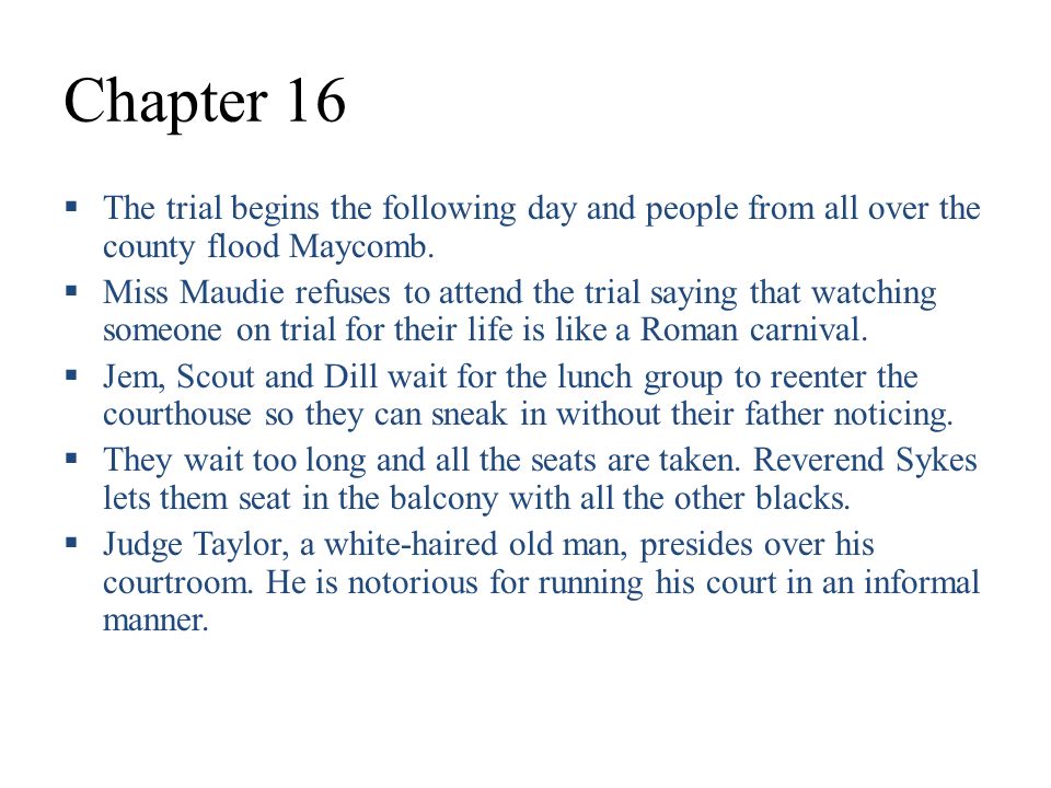 what chapter in to kill a mockingbird is the trial