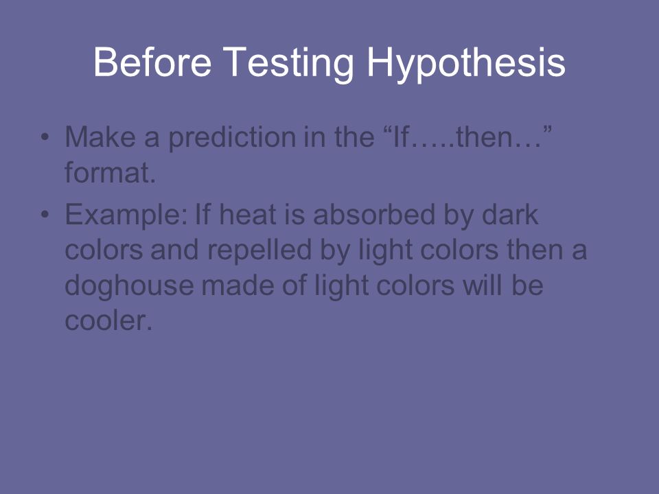 Before Testing Hypothesis