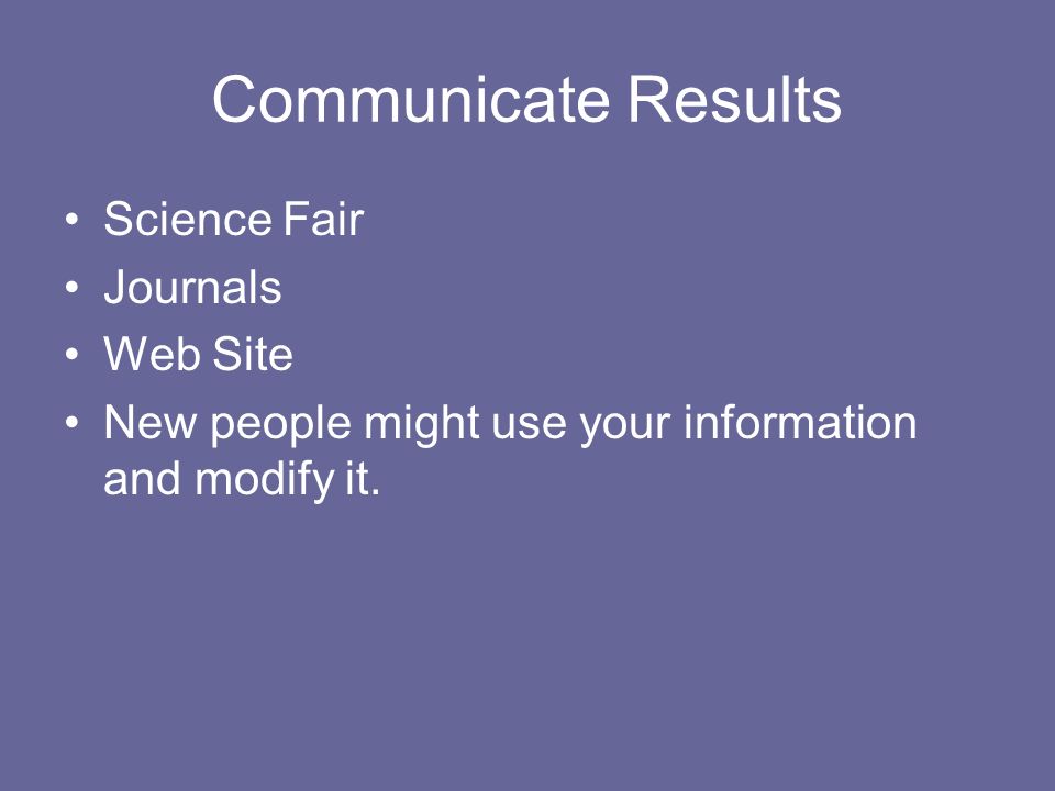 Communicate Results Science Fair Journals Web Site