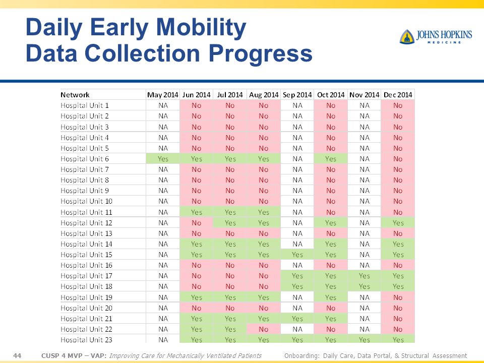 Daily Early Mobility Data Collection Progress