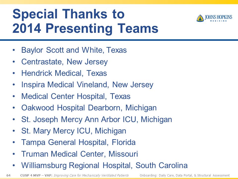 Special Thanks to 2014 Presenting Teams
