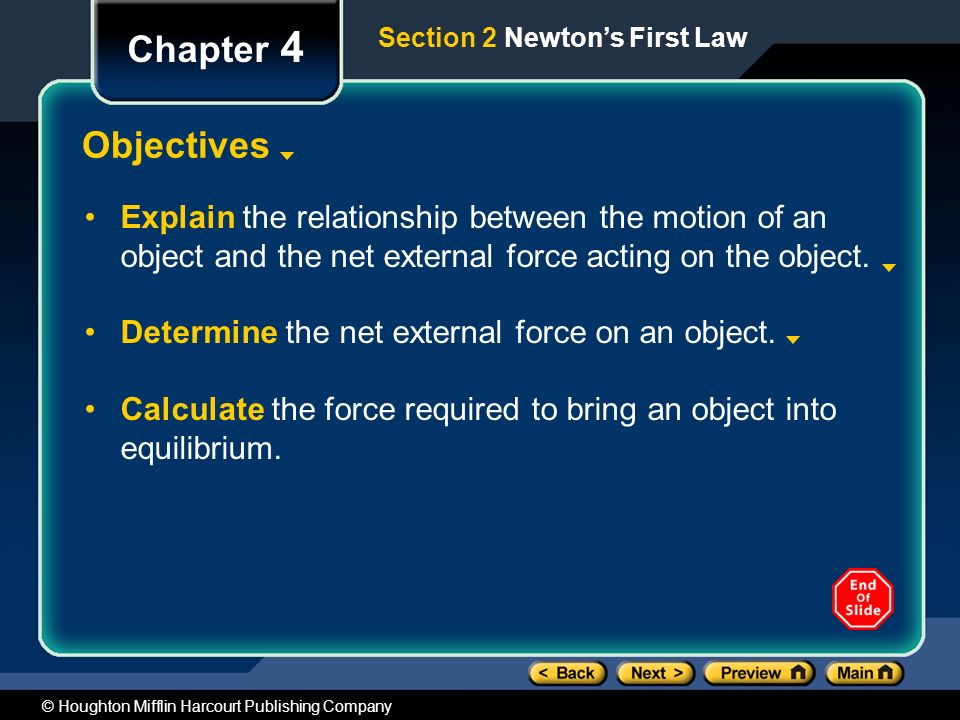Chapter 4 Section 2 Newton’s First Law. Objectives.