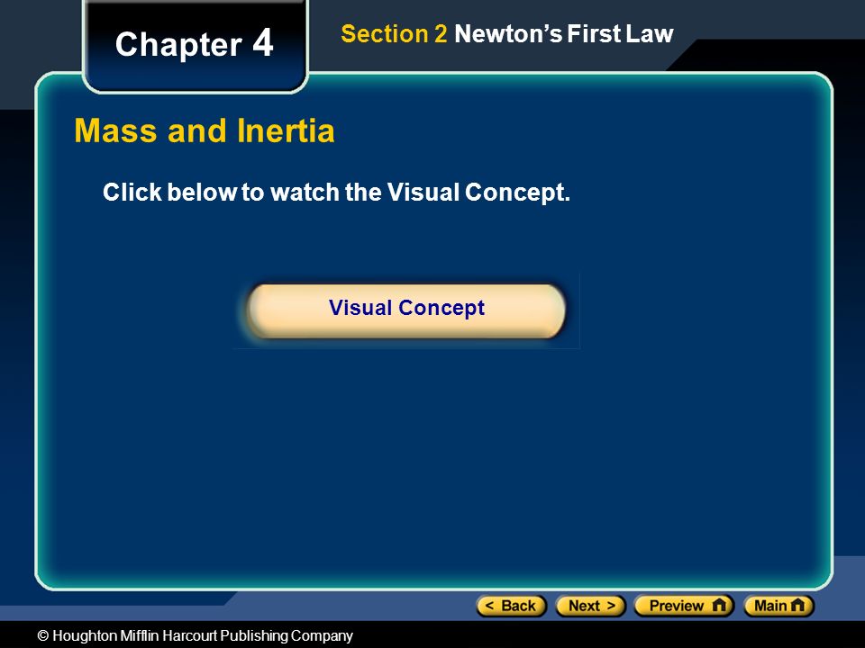 Chapter 4 Mass and Inertia Section 2 Newton’s First Law
