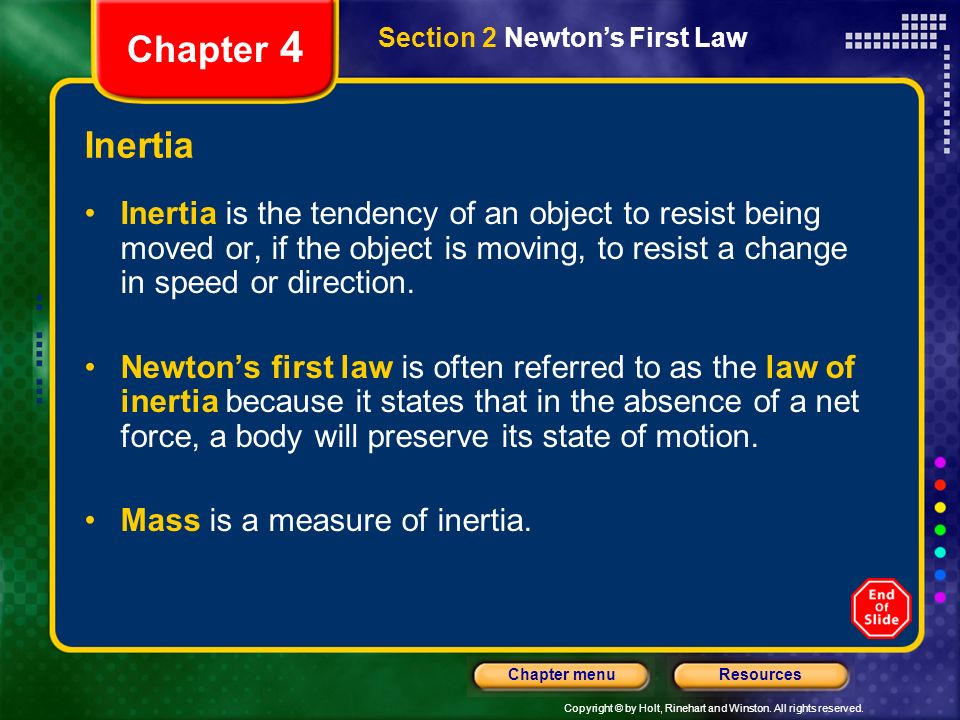 Chapter 4 Section 2 Newton’s First Law. Inertia.