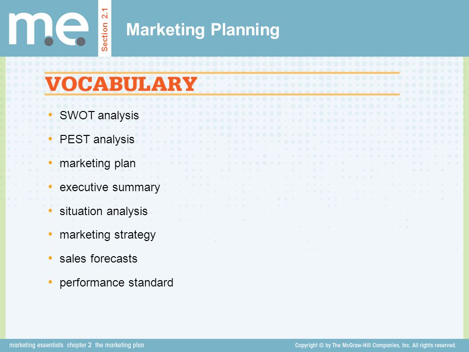 Marketing Planning SWOT analysis PEST analysis marketing plan