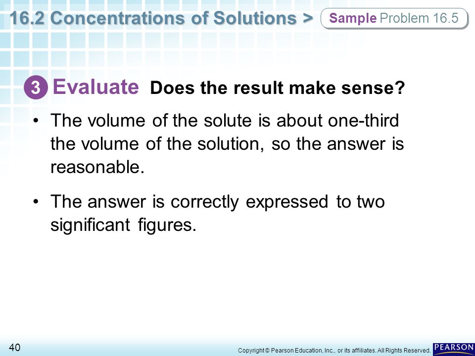 Evaluate Does the result make sense