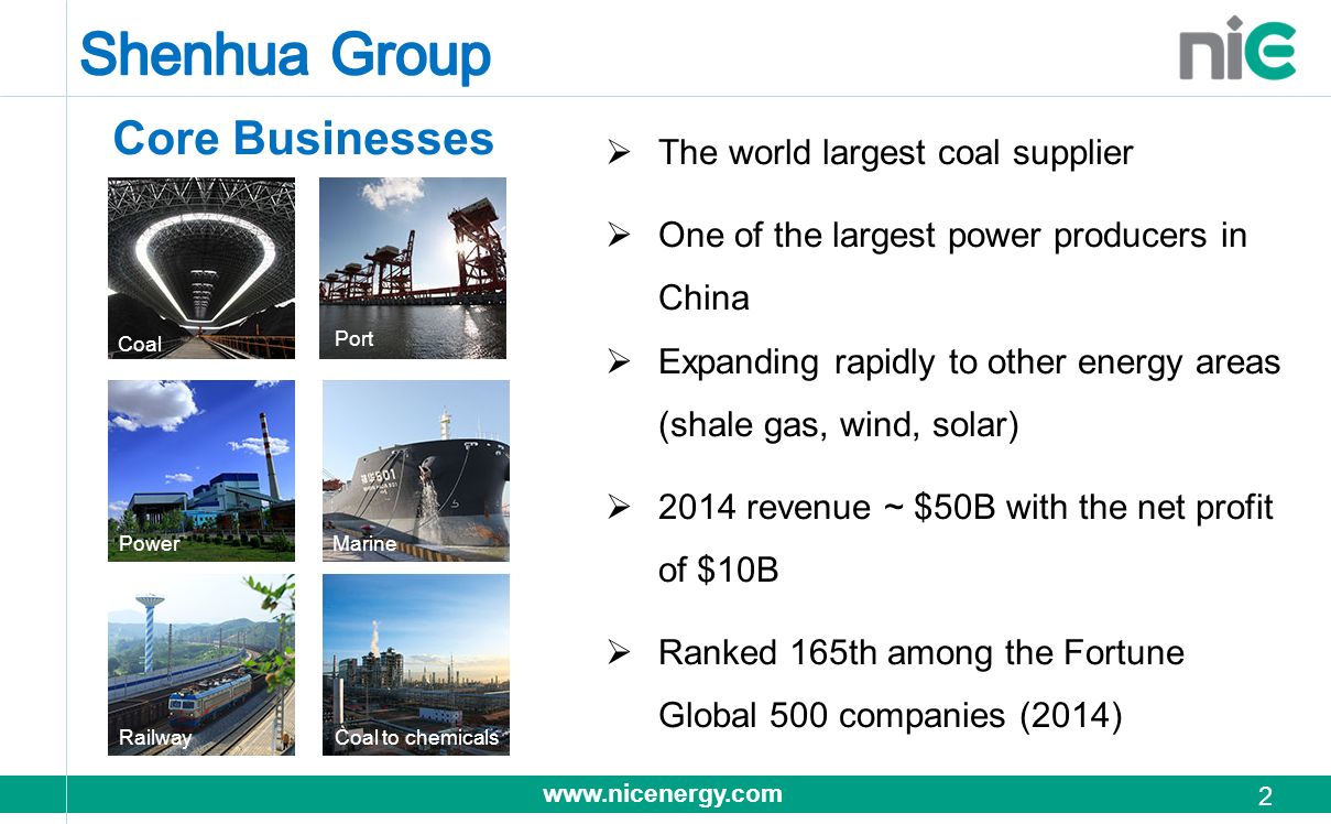 Shenhua Group Core Businesses The world largest coal supplier