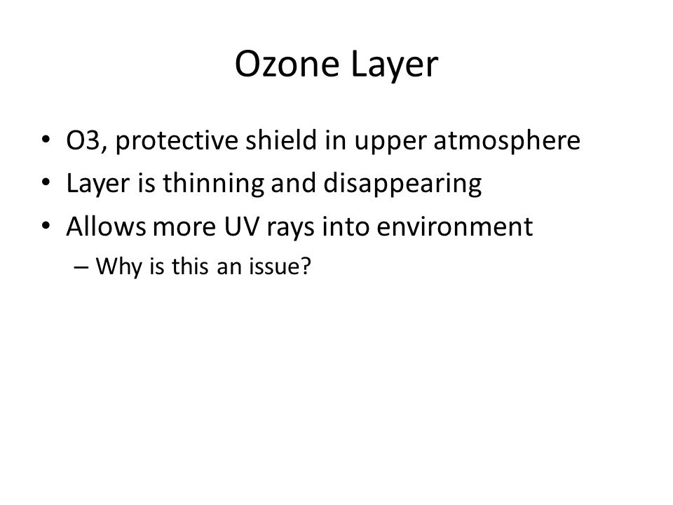 Ozone Layer O3, protective shield in upper atmosphere