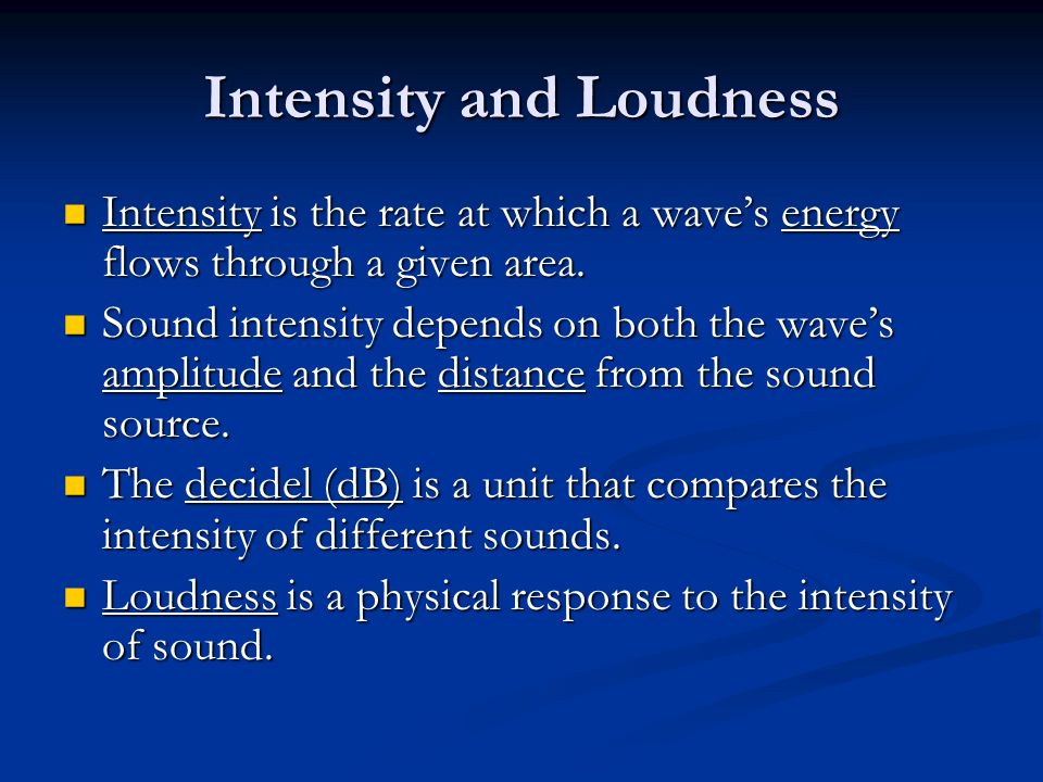 Intensity and Loudness