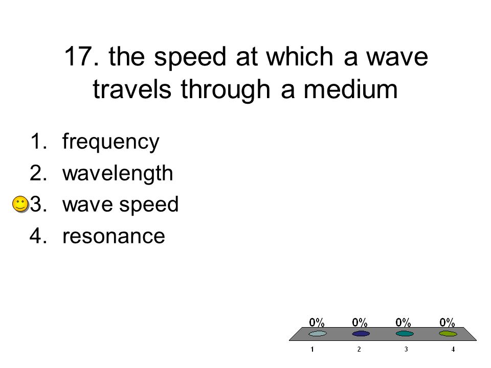 17. the speed at which a wave travels through a medium