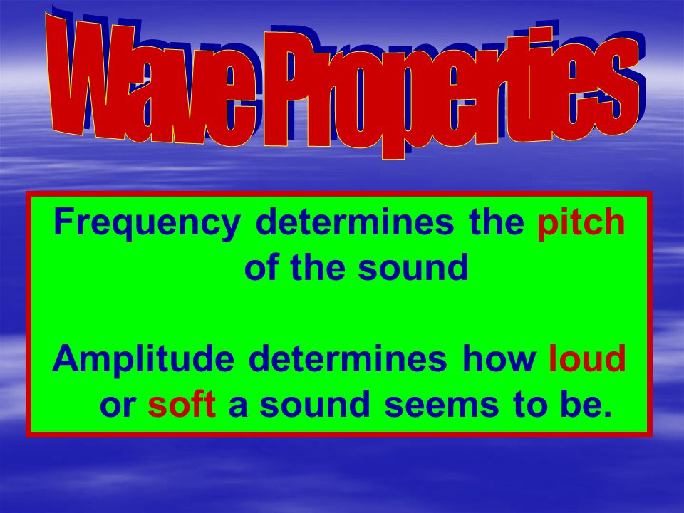 Frequency determines the pitch of the sound