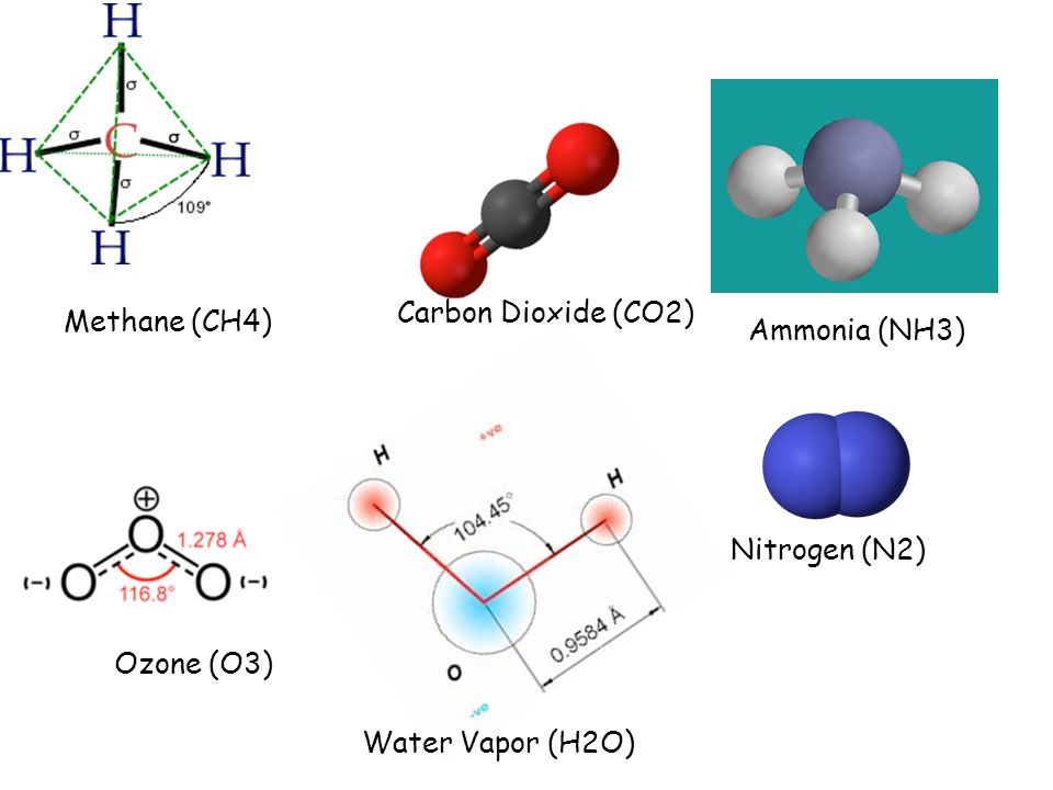 Carbon Dioxide (CO2) Methane (CH4) Ammonia (NH3) Nitrogen (N2) Ozone (O3) W...