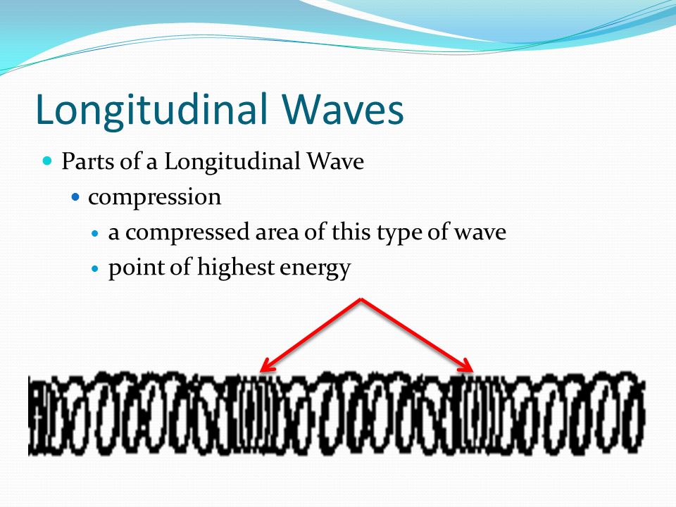 Longitudinal Waves Parts of a Longitudinal Wave compression