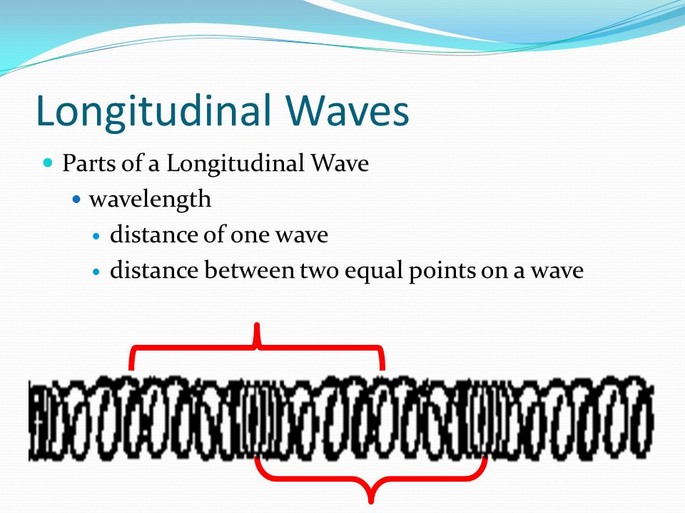 Longitudinal Waves Parts of a Longitudinal Wave wavelength