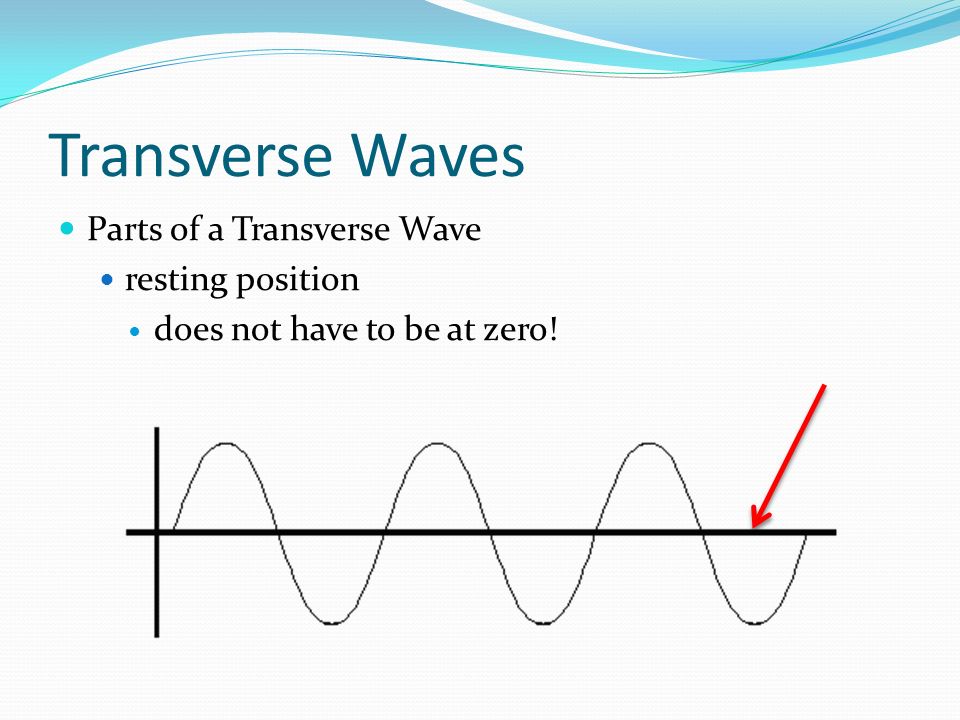 Transverse Waves Parts of a Transverse Wave resting position