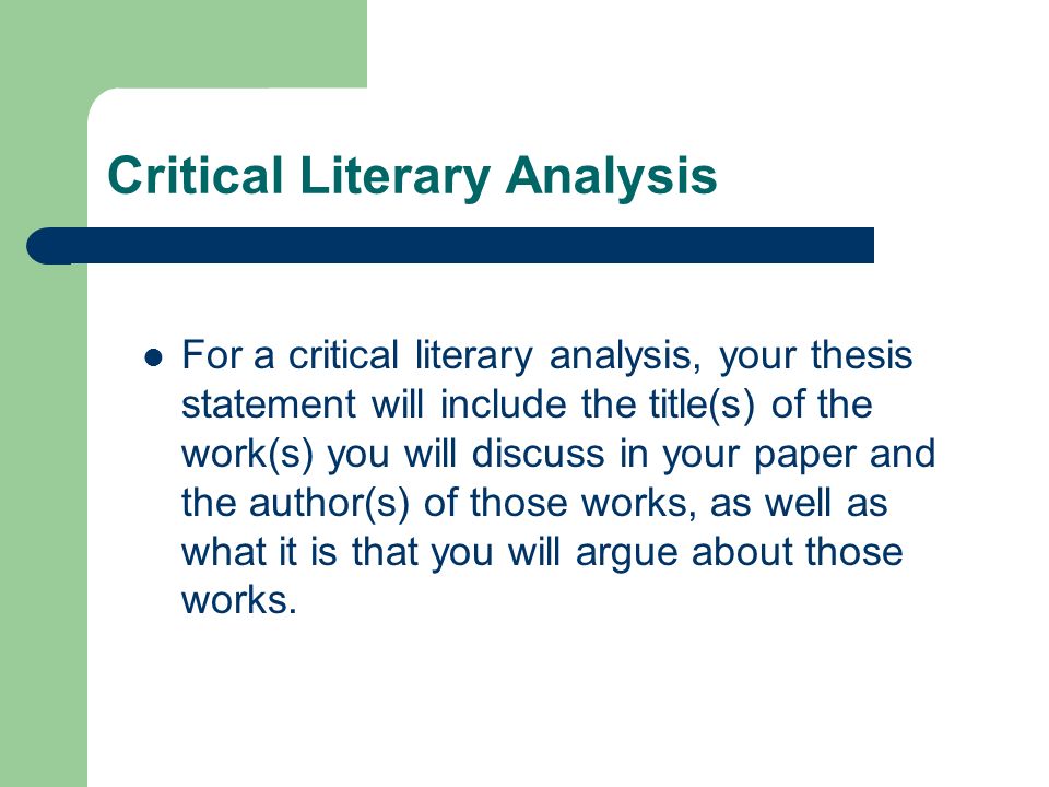 Critical Literary Analysis