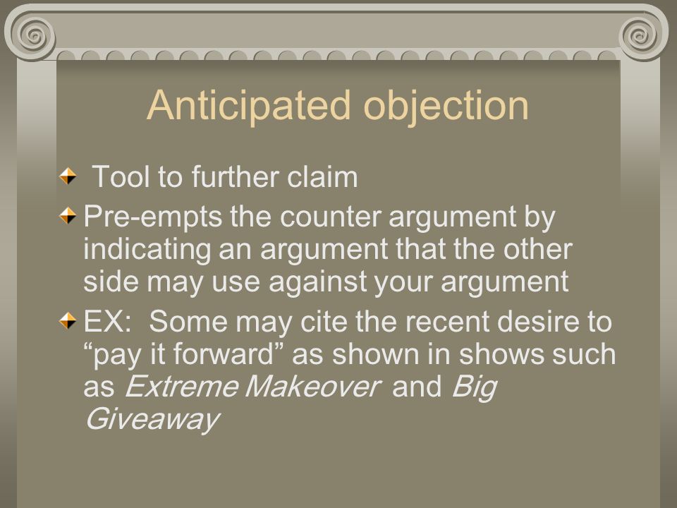 Anticipated objection
