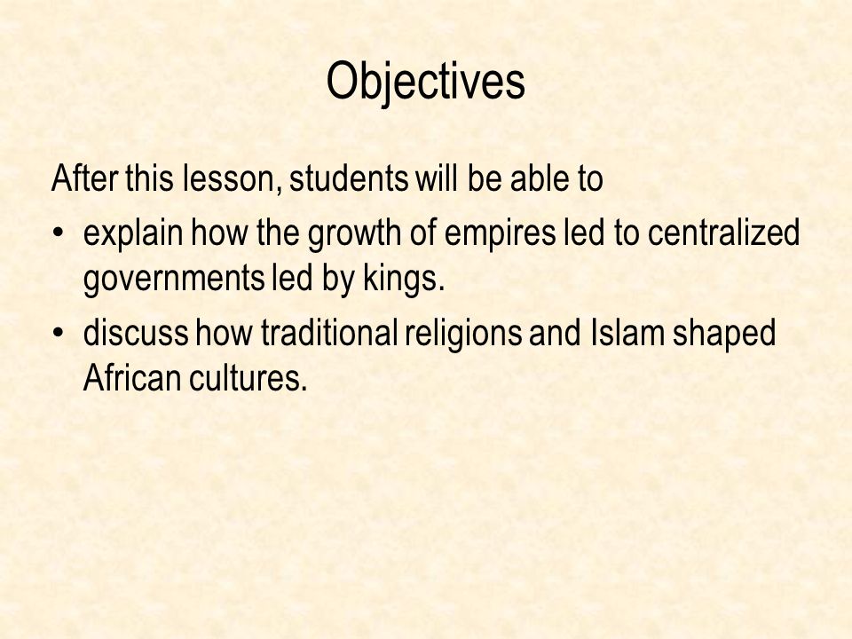 Objectives After this lesson, students will be able to