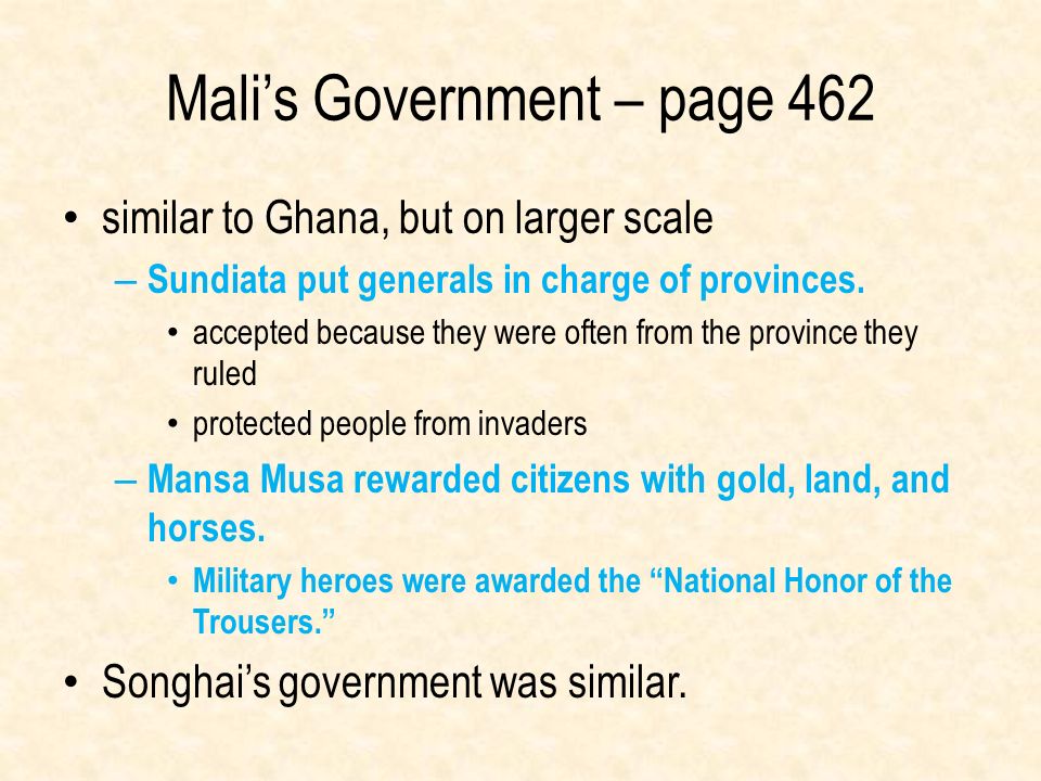 Mali’s Government – page 462