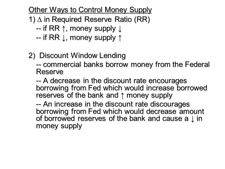 Other Ways to Control Money Supply