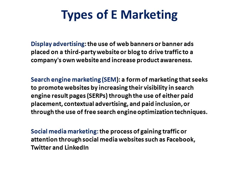 Types of E Marketing