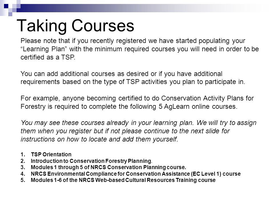 Taking Courses