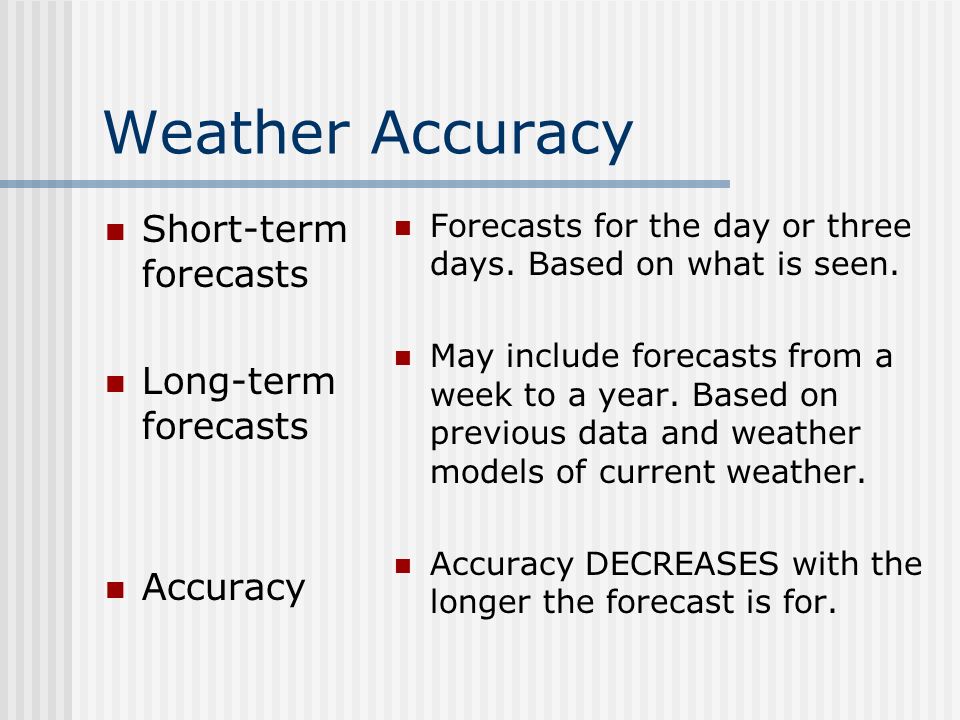 Weather Accuracy Short-term forecasts Long-term forecasts Accuracy