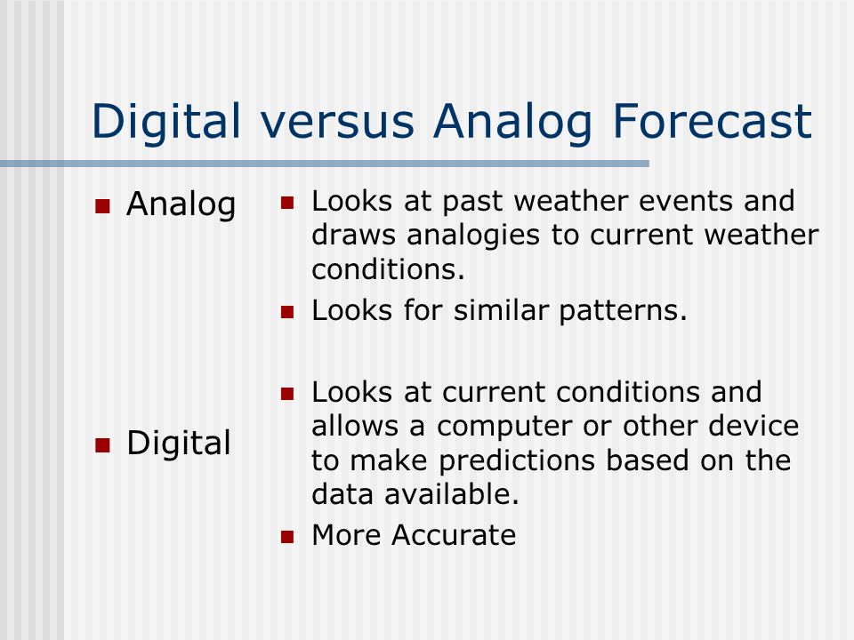 Digital versus Analog Forecast
