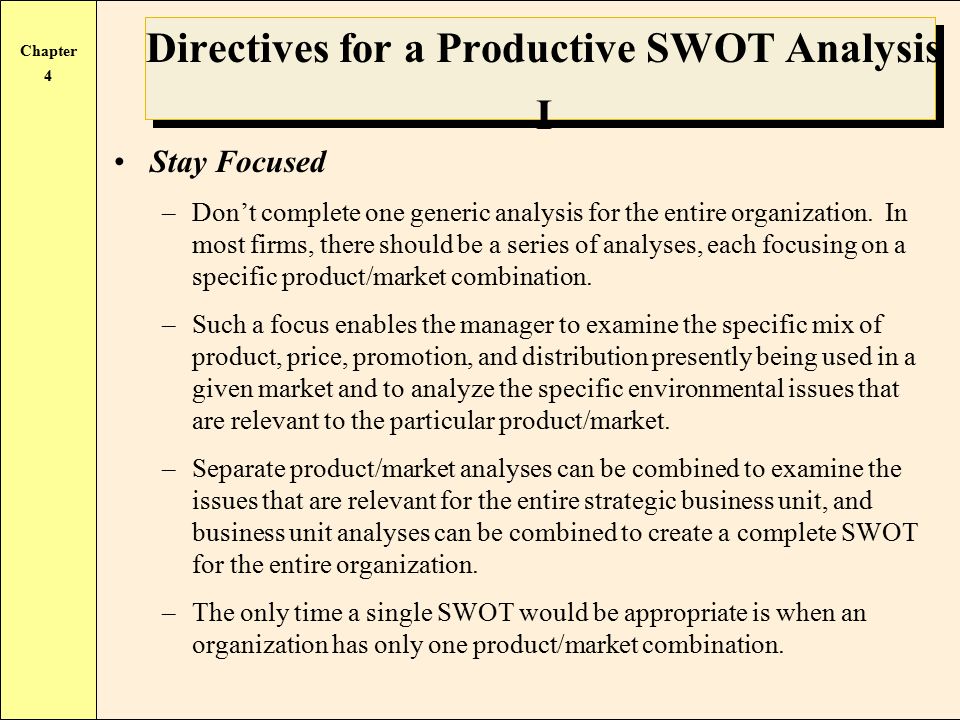 Directives for a Productive SWOT Analysis I