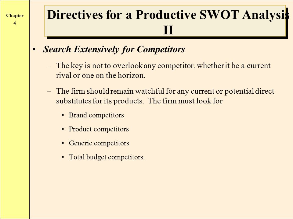 Directives for a Productive SWOT Analysis II