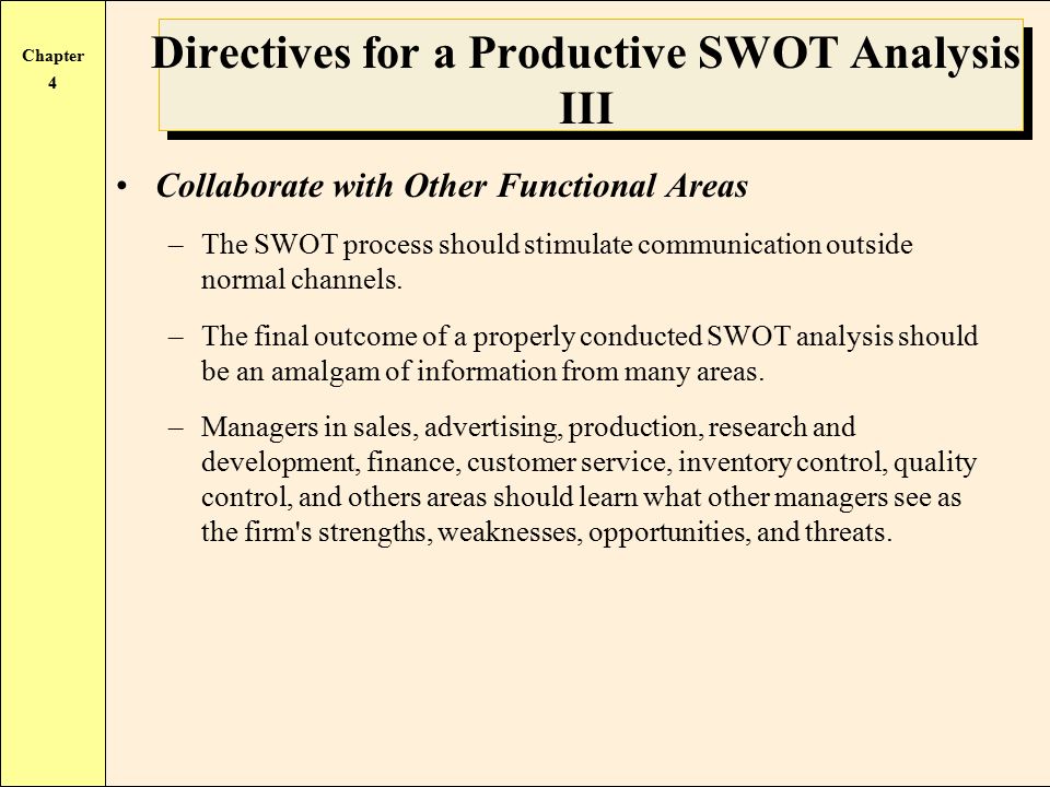 Directives for a Productive SWOT Analysis III