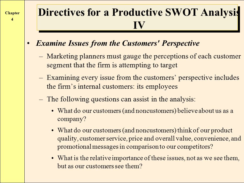 Directives for a Productive SWOT Analysis IV
