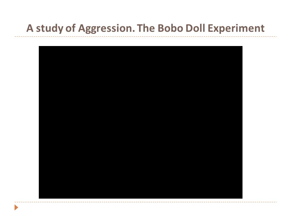 A study of Aggression. The Bobo Doll Experiment